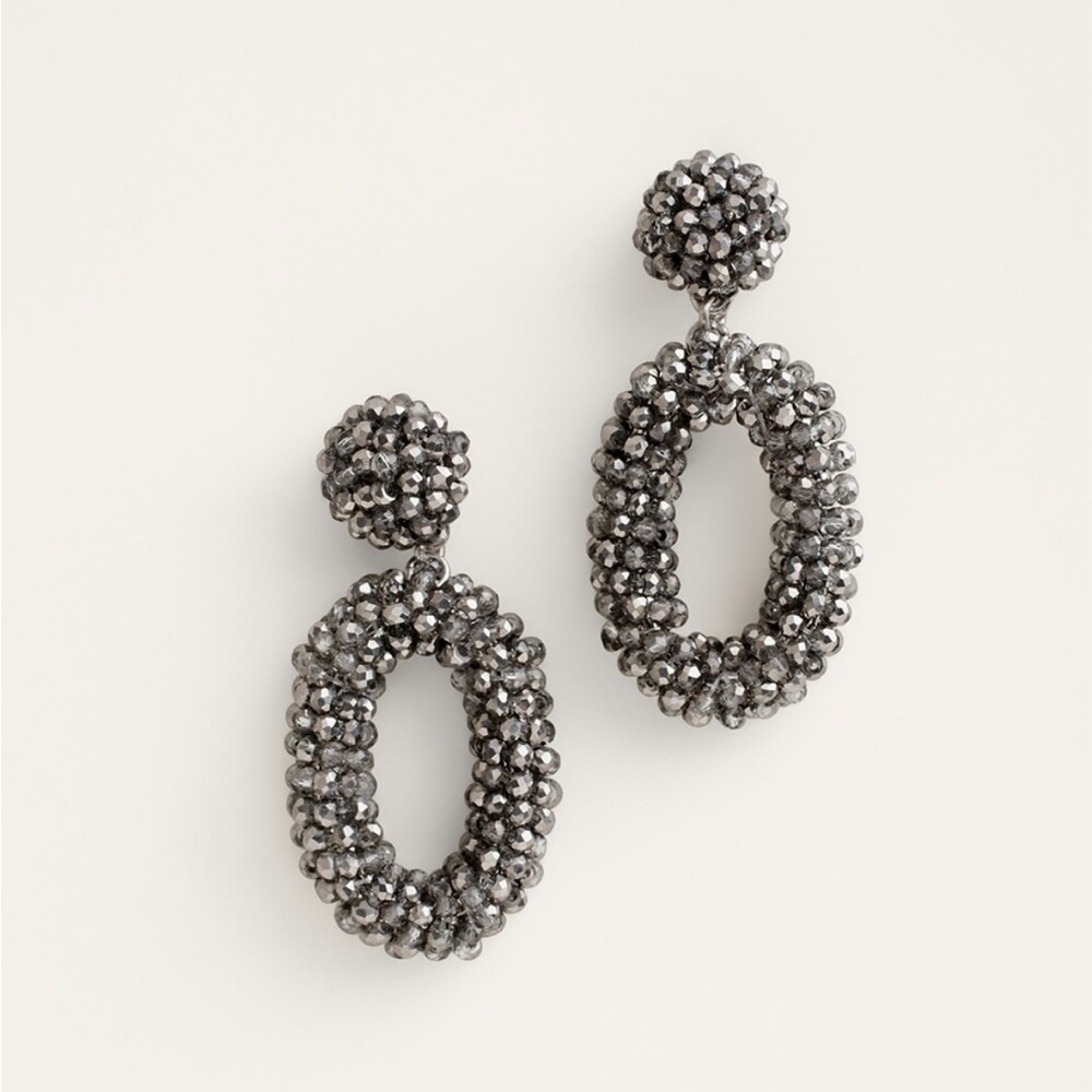 NWT - Chico’s Silvertone Lumi Drop-Hoop Earrings
